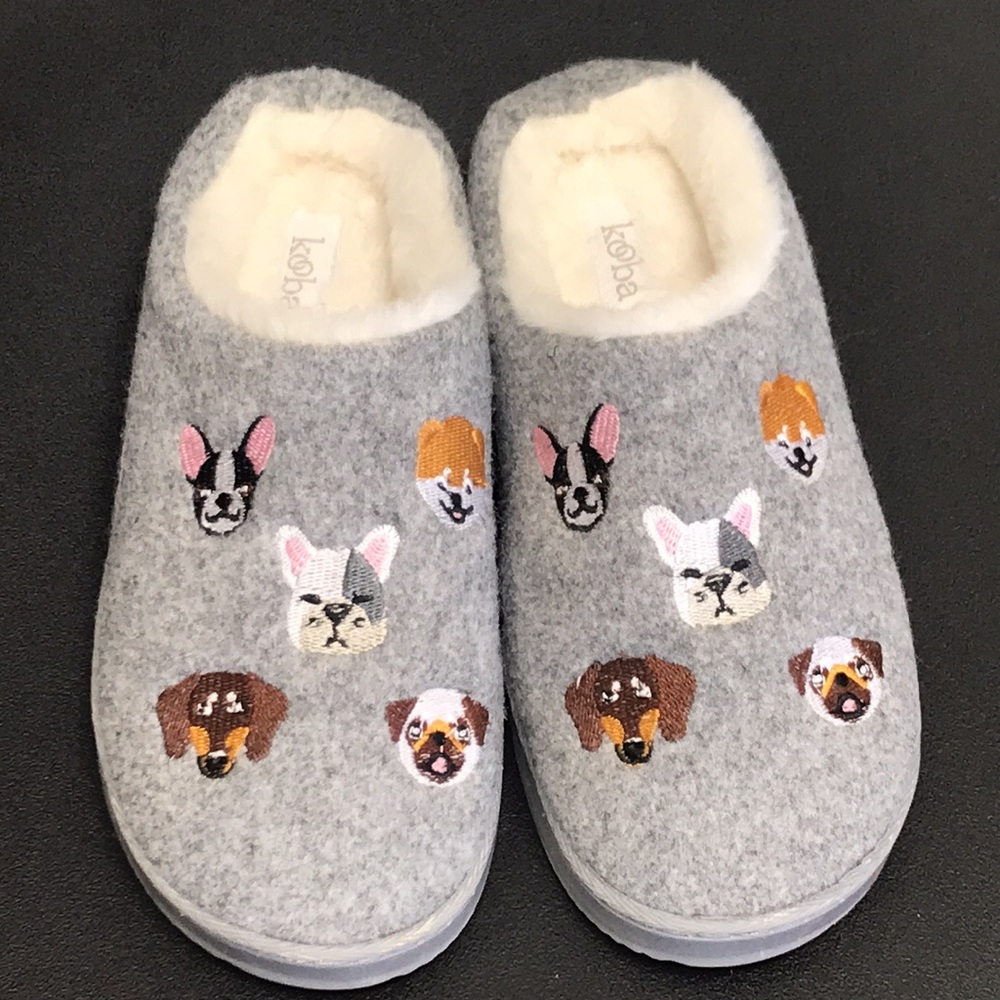 Kooba Dog Print slippers Boston Terrier French bulldog Pug Dachshund Chihuahua